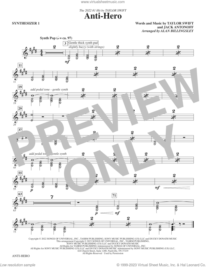Anti-Hero (arr. Alan Billingsley) (complete set of parts) sheet music for orchestra/band (Rhythm) by Taylor Swift, Alan Billingsley and Jack Antonoff, intermediate skill level