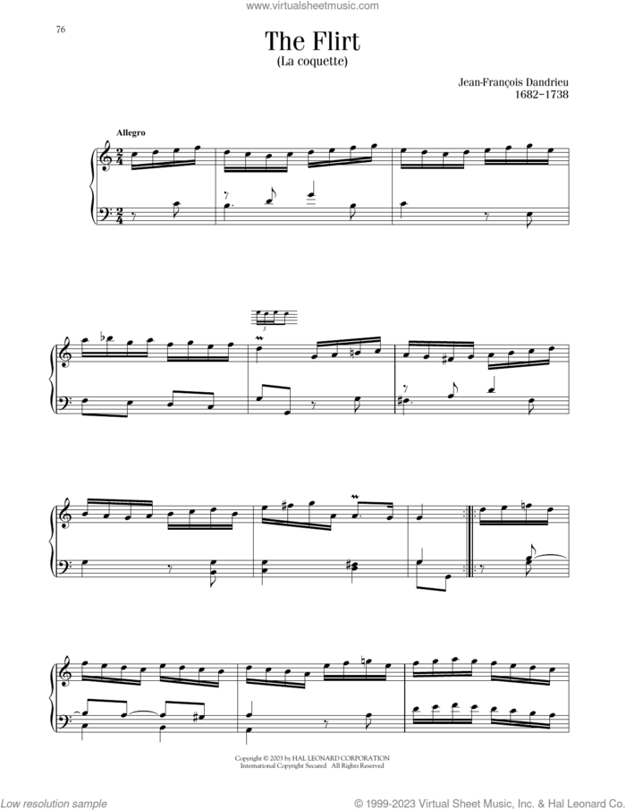 La Coquette (The Flirt) sheet music for piano solo by Jean-Francois Dandrieu, classical score, intermediate skill level