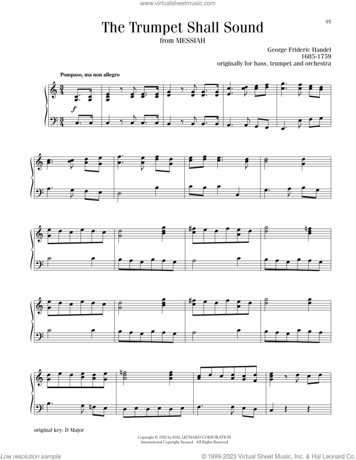 Trumpet Shall Sound sheet music for piano solo by George Frideric Handel, classical score, intermediate skill level