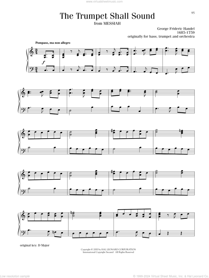 Trumpet Shall Sound sheet music for piano solo by George Frideric Handel, classical score, intermediate skill level