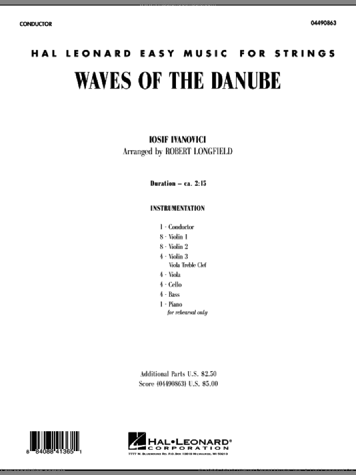 Waves of the Danube (COMPLETE) sheet music for orchestra by Iosif Ivanovici and Robert Longfield, classical score, intermediate skill level