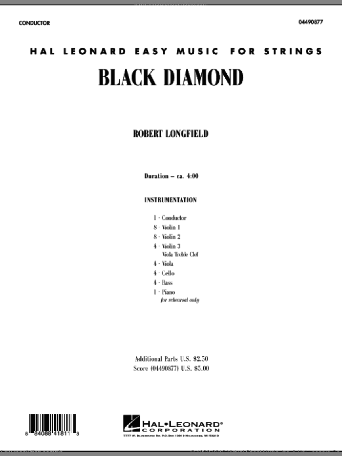 Black Diamond (COMPLETE) sheet music for orchestra by Robert Longfield, intermediate skill level