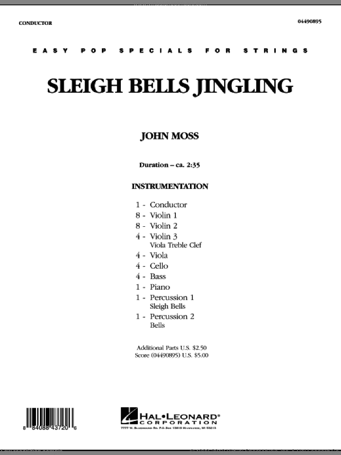 Sleigh Bells Jingling (COMPLETE) sheet music for orchestra by John Moss, intermediate skill level