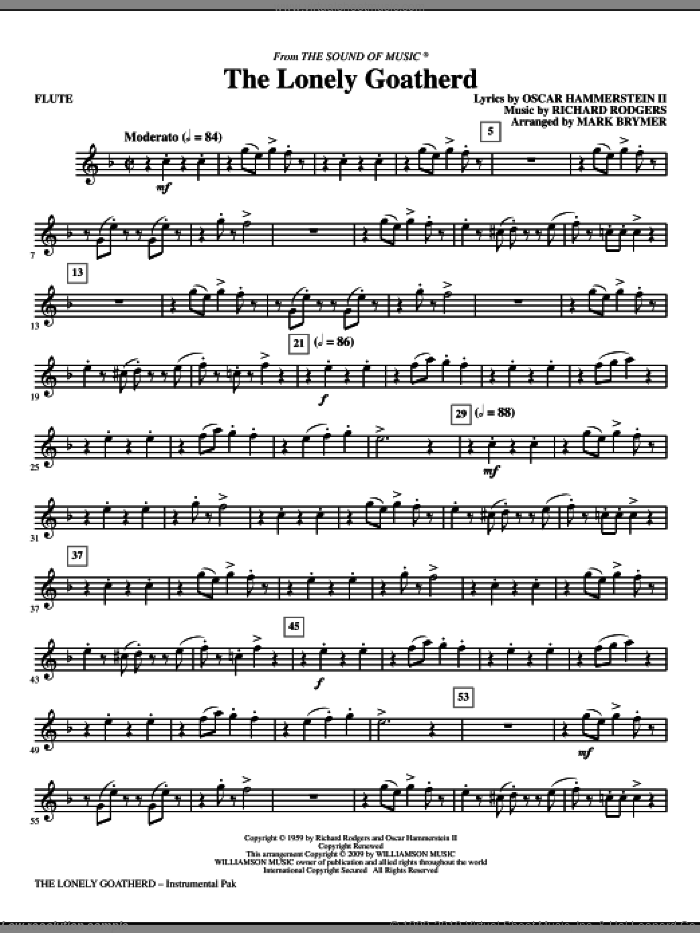 The Lonely Goatherd (complete set of parts) sheet music for orchestra/band (Strings) by Richard Rodgers, Oscar II Hammerstein and Mark Brymer, intermediate skill level
