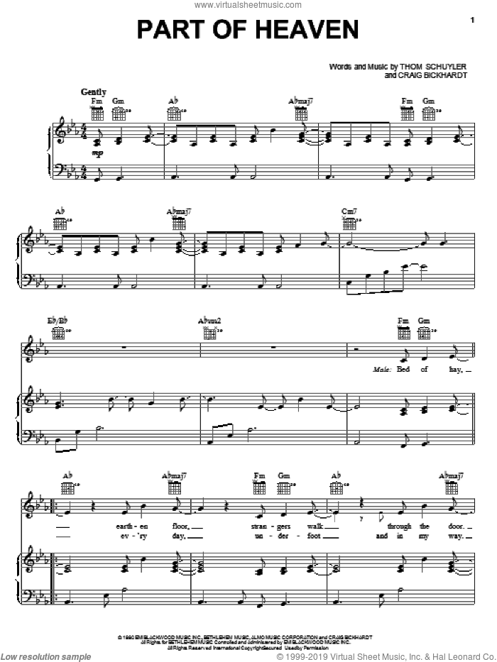 Part Of Heaven sheet music for voice, piano or guitar by Gary Chapman and Alison Krauss, Alison Krauss, Gary Chapman, Gary Chapman and Allison Kraus, Craig Bickhardt and Tom Schuyler, intermediate skill level