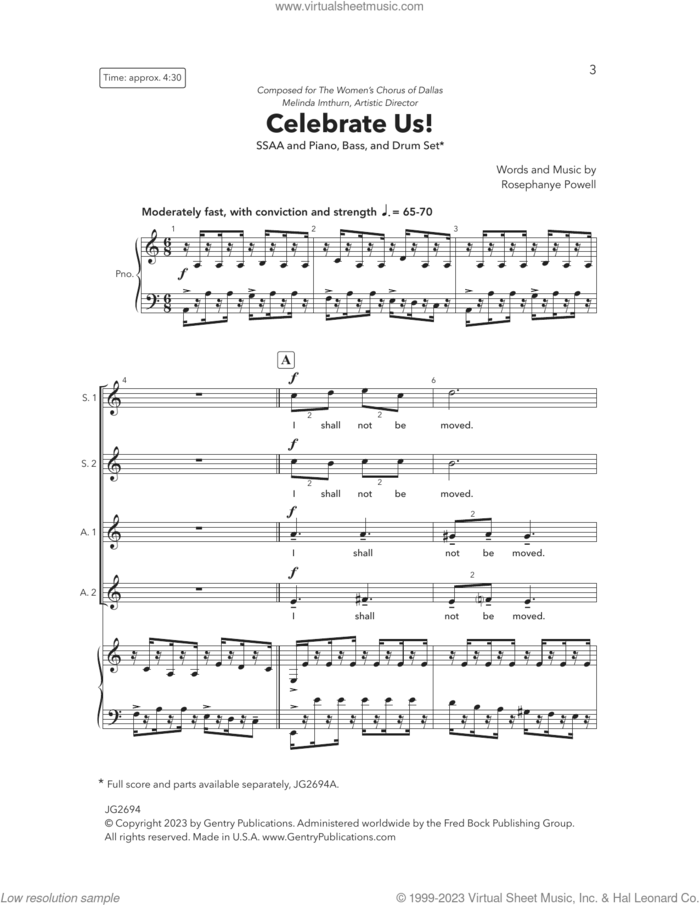Celebrate Us! sheet music for choir (SSAA: soprano, alto) by Rosephanye Powell, intermediate skill level