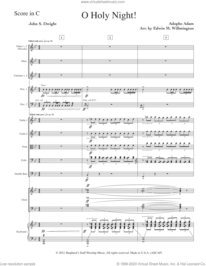 O Holy Night (arr. Edwin M. Willmington) (COMPLETE) sheet music for orchestra/band by Adolphe Adam, Edwin M. Willmington and John S. Dwight, intermediate skill level