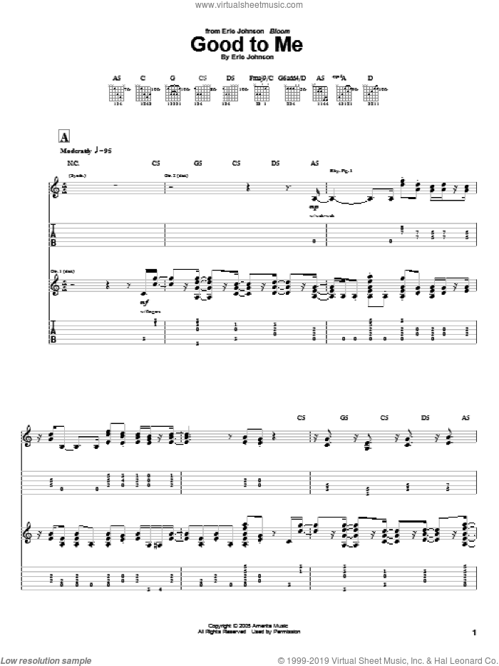 Good To Me sheet music for guitar (tablature) by Eric Johnson, intermediate skill level