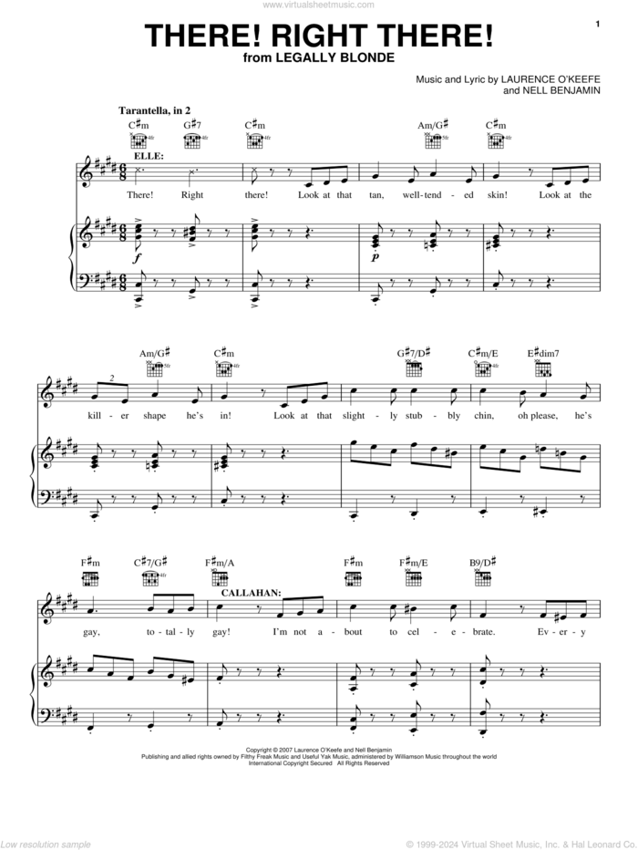 There! Right There! sheet music for voice and piano by Legally Blonde The Musical and Nell Benjamin, intermediate skill level