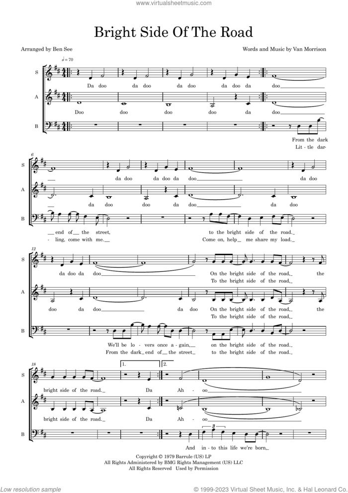 Bright Side Of The Road (arr. Ben See) sheet music for choir (SAB: soprano, alto, bass) by Van Morrison and Ben See, intermediate skill level