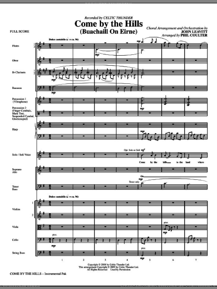 Come By The Hills (Buachaill On Eirne) (COMPLETE) sheet music for orchestra/band (chamber ensemble) by John Leavitt, Celtic Thunder and Phil Coulter, intermediate skill level