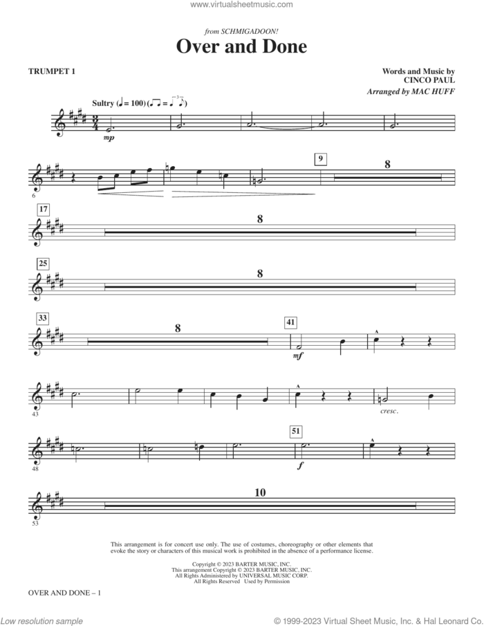 Over And Done (from Schmigadoon!) (arr. Mac Huff) (complete set of parts) sheet music for orchestra/band (Instrumental Accompaniment) by Cinco Paul, Ariana DeBose and Mac Huff, intermediate skill level