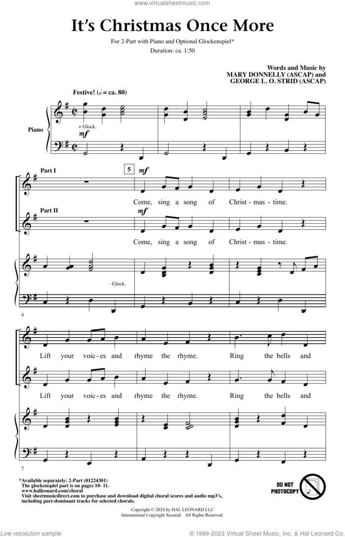 It's Christmas Once More sheet music for choir (2-Part) by Mary Donnelly and George L.O. Strid, George L.O. Strid and Mary Donnelly, intermediate duet