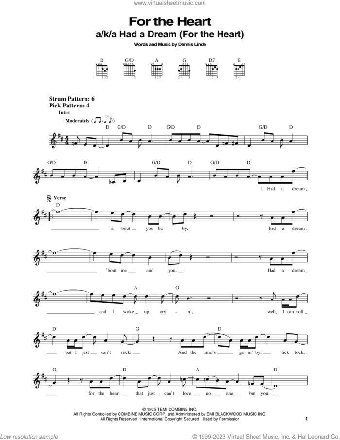 For The Heart (Had A Dream (For The Heart)) sheet music for guitar solo (chords) by Elvis Presley and Dennis Linde, easy guitar (chords)