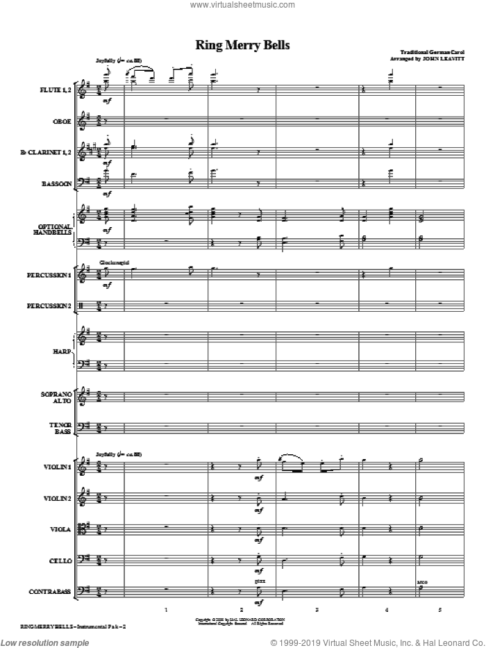 Ring Merry Bells (COMPLETE) sheet music for orchestra/band (chamber ensemble) by John Leavitt and Miscellaneous, intermediate skill level