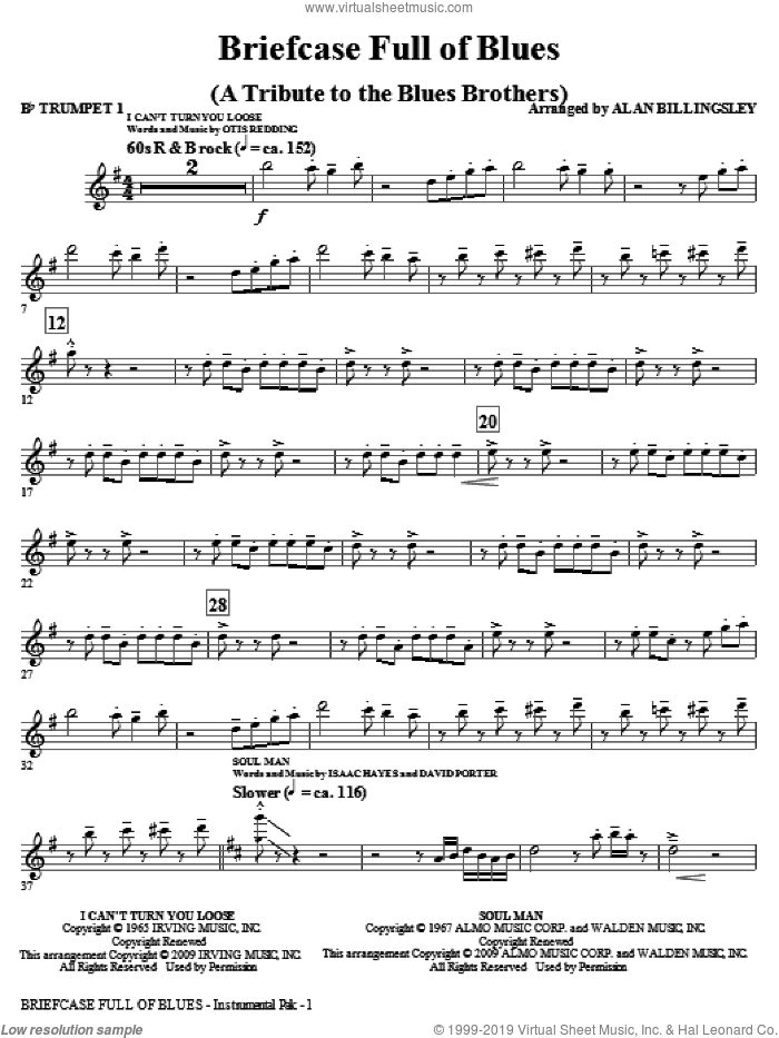 Briefcase Full Of Blues (A Tribute to the Blues Brothers) (complete set of parts) sheet music for orchestra/band by Alan Billingsley and Blues Brothers, intermediate skill level