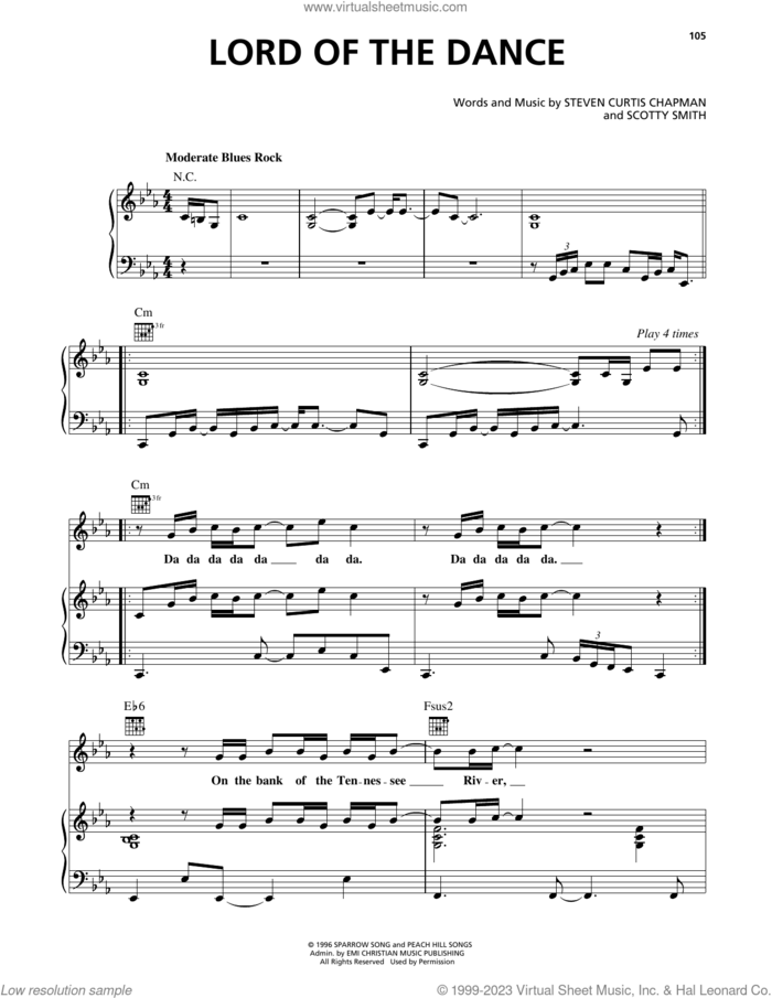 Lord Of The Dance sheet music for voice, piano or guitar by Steven Curtis Chapman and Scotty Smith, intermediate skill level
