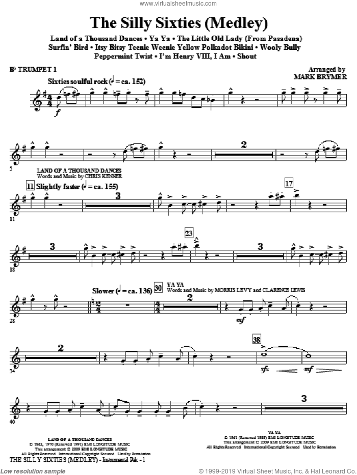The Silly Sixties (Medley) (complete set of parts) sheet music for orchestra/band by Mark Brymer, intermediate skill level