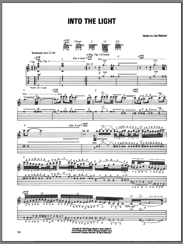 Into The Light sheet music for guitar (tablature) by Joe Satriani, intermediate skill level