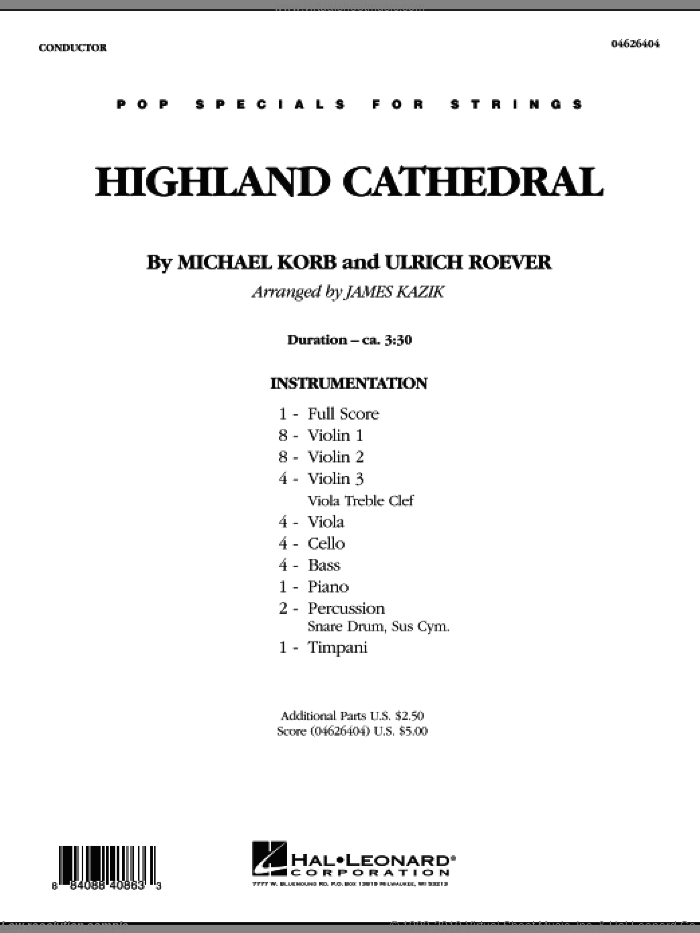 Highland Cathedral (COMPLETE) sheet music for orchestra by Michael Korb, Ulrich Roever and James Kazik, wedding score, intermediate skill level