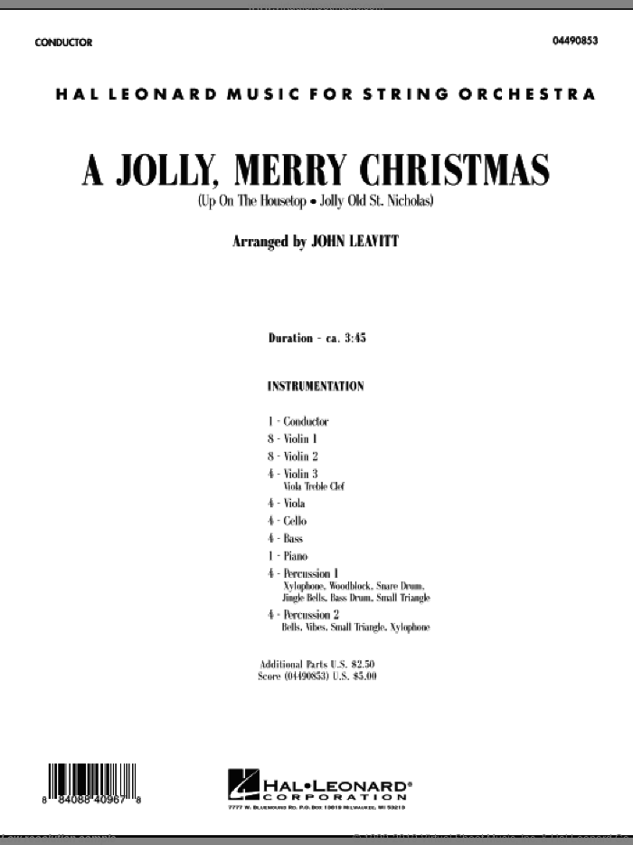 A Jolly, Merry Christmas (COMPLETE) sheet music for orchestra by John Leavitt, intermediate skill level