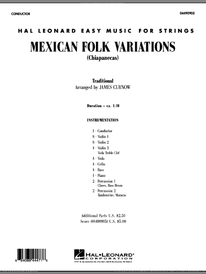 Mexican Folk Variations (COMPLETE) sheet music for orchestra by James Curnow and Miscellaneous, intermediate skill level