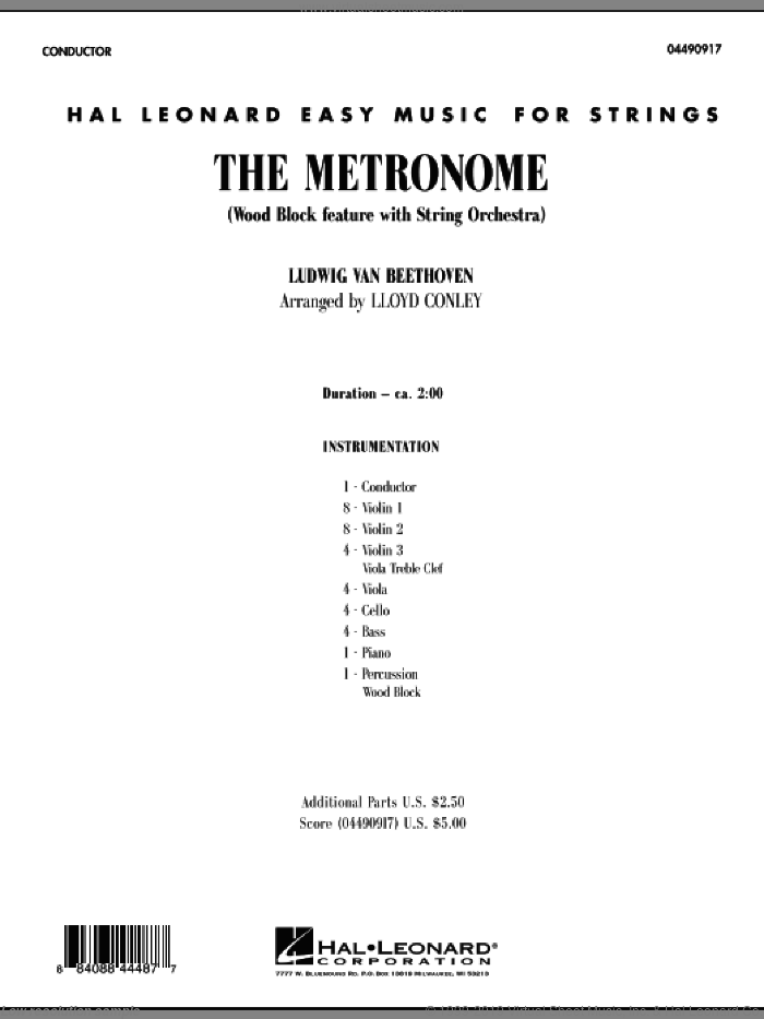 The Metronome (COMPLETE) sheet music for orchestra by Ludwig van Beethoven and Lloyd Conley, classical score, intermediate skill level