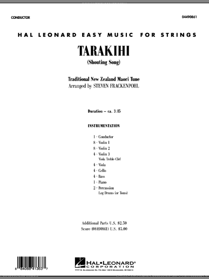 Tarakihi (Shouting Song) (COMPLETE) sheet music for orchestra by Steve Frackenpohl and Miscellaneous, intermediate skill level