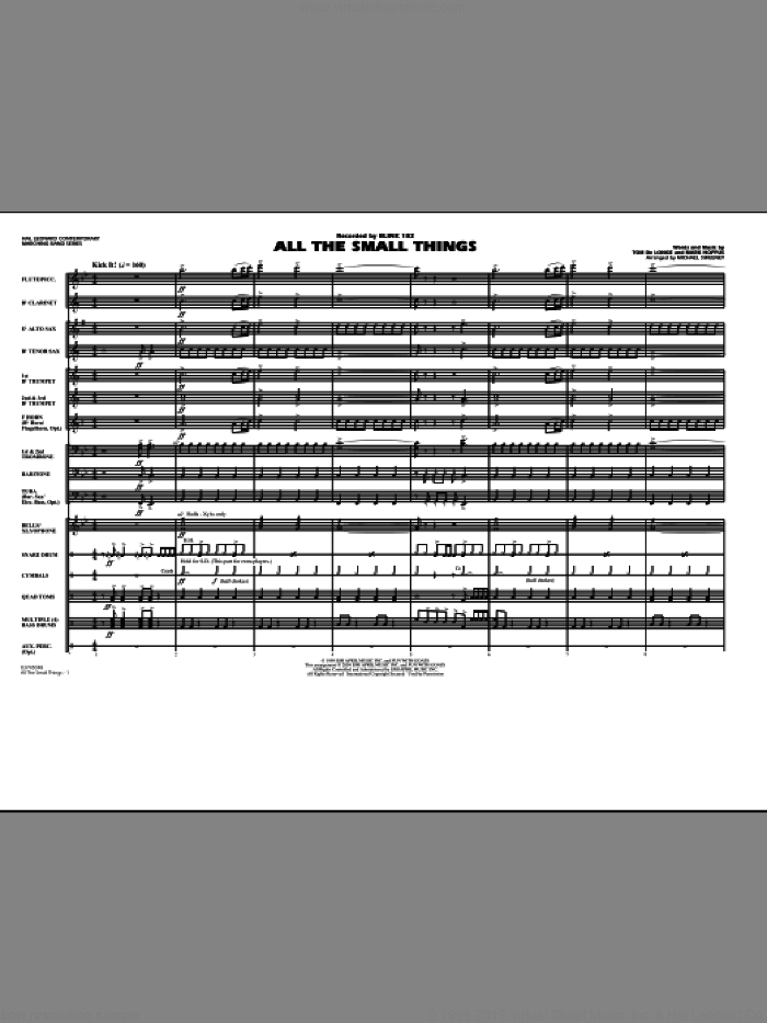 All The Small Things (COMPLETE) sheet music for marching band by Michael Sweeney, Mark Hoppus, Tom DeLonge and Blink-182, intermediate skill level