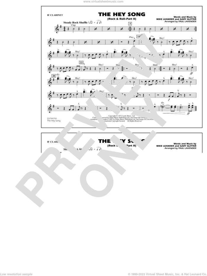 Rock and Roll, part ii (the hey song) sheet music for marching band (Bb clarinet) by Paul Lavender, Mike Leander and Gary Glitter, intermediate skill level