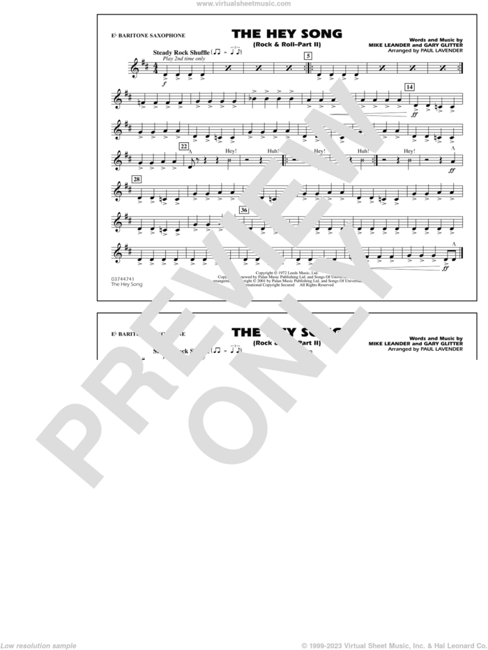 Rock and Roll, part ii (the hey song) sheet music for marching band (Eb baritone sax) by Paul Lavender, Mike Leander and Gary Glitter, intermediate skill level