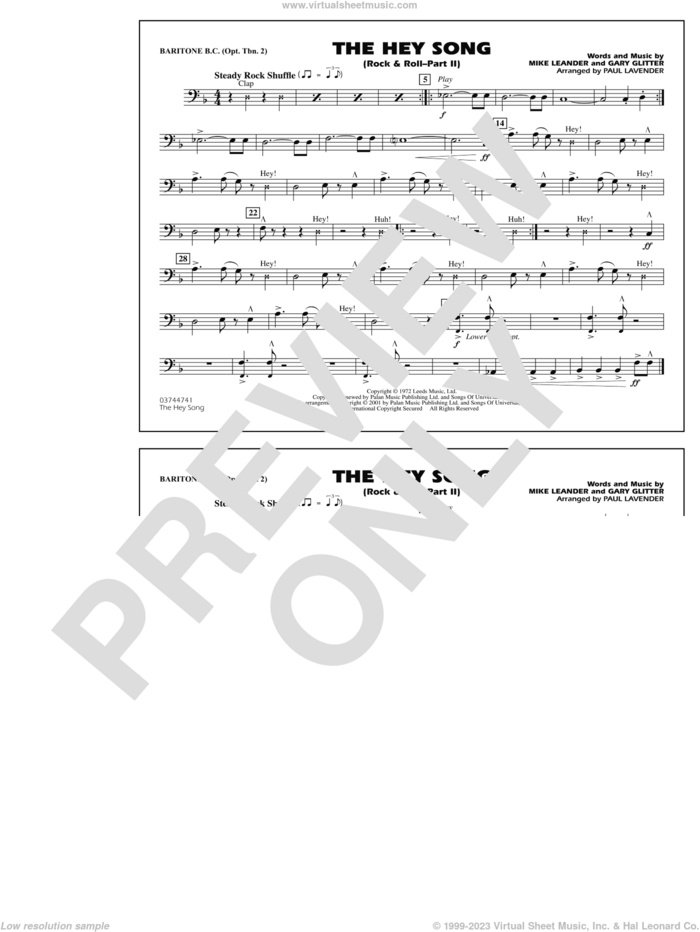 Rock and Roll, part ii (the hey song) sheet music for marching band (baritone b.c., opt. tbn. 2) by Paul Lavender, Mike Leander and Gary Glitter, intermediate skill level