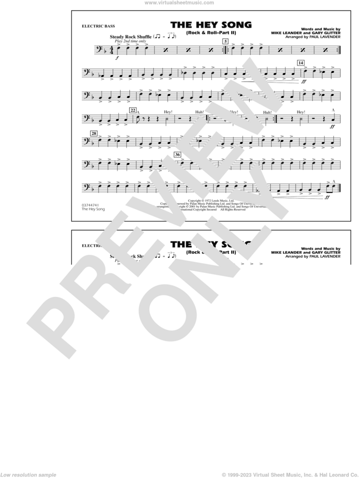 Rock and Roll, part ii (the hey song) sheet music for marching band (electric bass) by Paul Lavender, Mike Leander and Gary Glitter, intermediate skill level