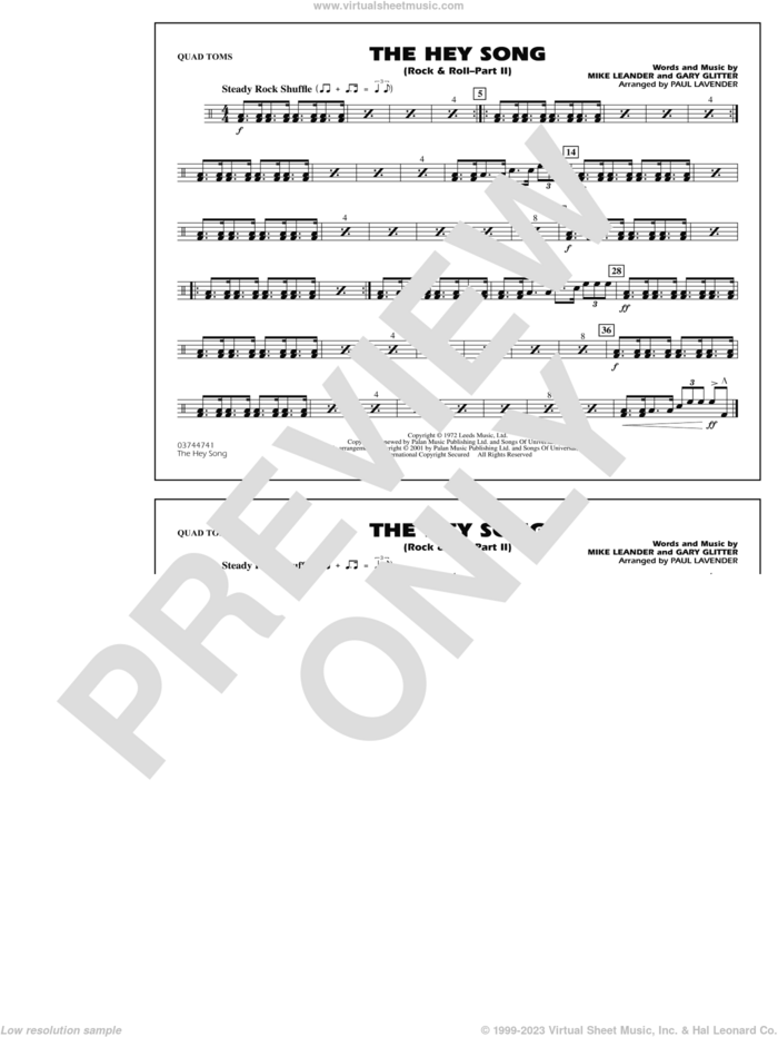 Rock and Roll, part ii (the hey song) sheet music for marching band (quad toms) by Paul Lavender, Mike Leander and Gary Glitter, intermediate skill level