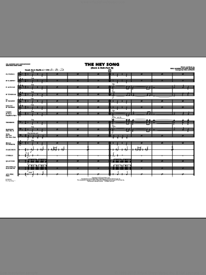Rock and Roll - Part II (The Hey Song) (COMPLETE) sheet music for marching band by Paul Lavender, Gary Glitter and Mike Leander, intermediate skill level
