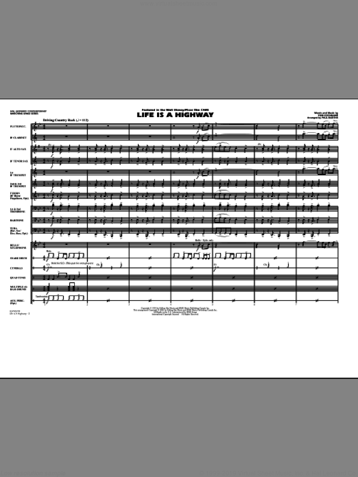 Life Is A Highway (COMPLETE) sheet music for marching band by Paul Murtha, Rascal Flatts and Tom Cochrane, intermediate skill level