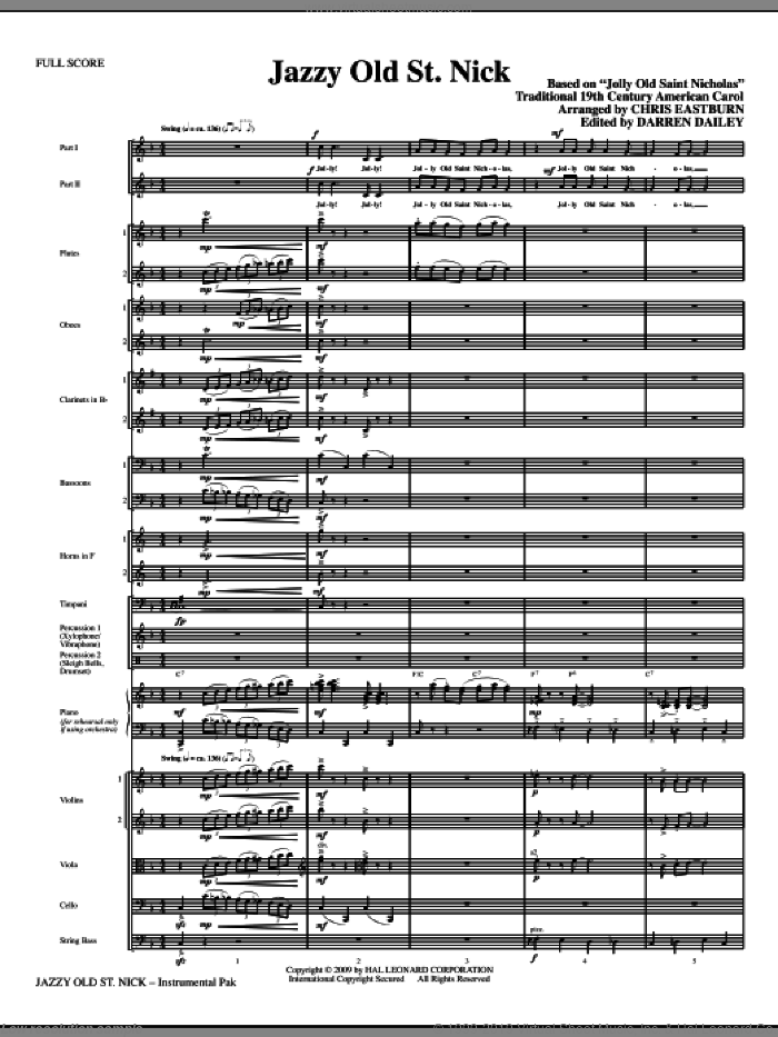 Jazzy Old St. Nick (COMPLETE) sheet music for orchestra/band (chamber ensemble) by Chris Eastburn, Darren Dailey and Miscellaneous, intermediate skill level