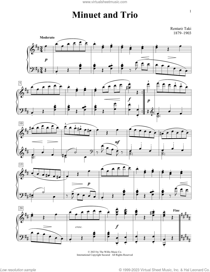 Minuet And Trio sheet music for piano solo (elementary) by Rentaro Taki, Charmaine Siagian and Sonya Schumann, classical score, beginner piano (elementary)