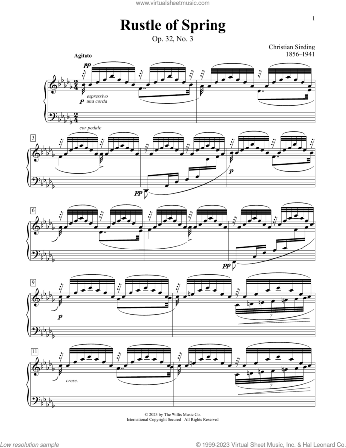Rustle Of Spring, Op. 32, No. 3 sheet music for piano solo (elementary) by Christian Sinding, Charmaine Siagian and Sonya Schumann, classical score, beginner piano (elementary)