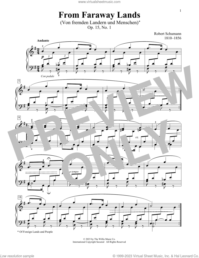 From Faraway Lands, Op.15, No. 1 sheet music for piano solo (elementary) by Robert Schumann, Charmaine Siagian and Sonya Schumann, classical score, beginner piano (elementary)