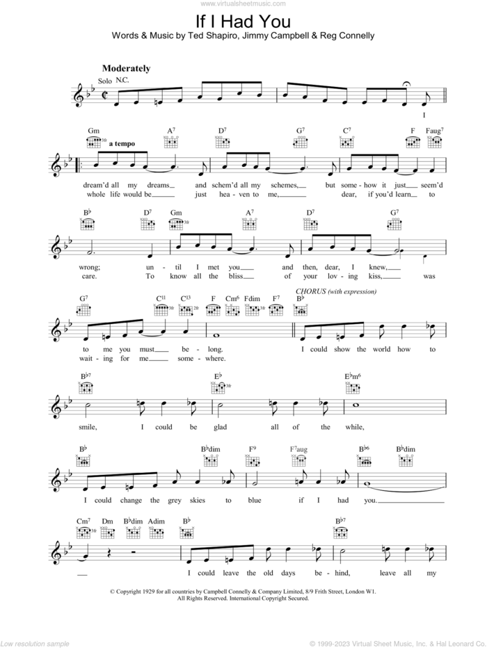 If I Had You sheet music for voice and other instruments (fake book) by Frank Sinatra, intermediate skill level