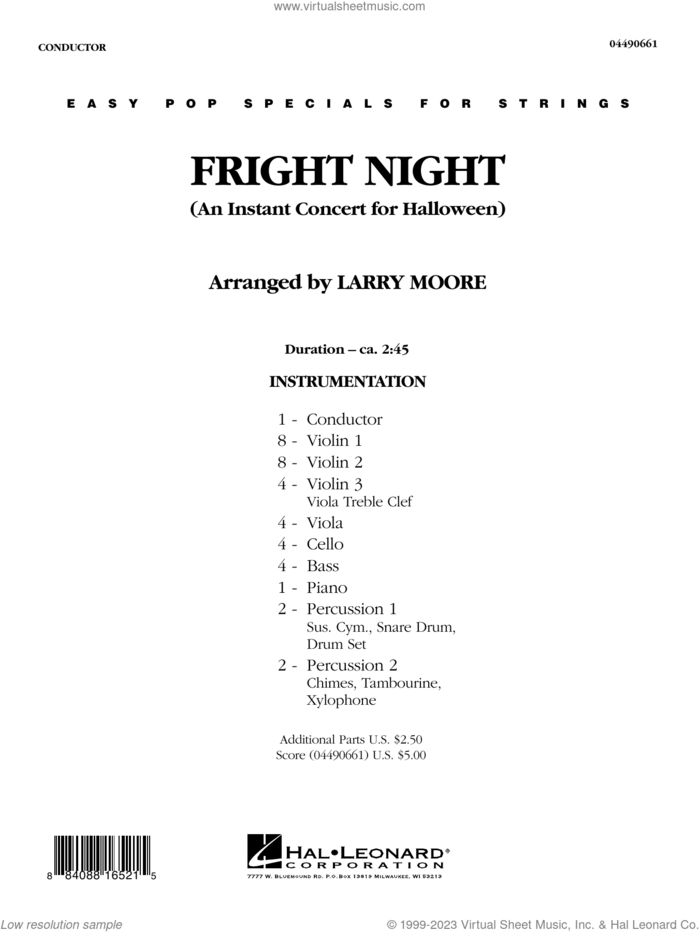 Fright Night (An Instant Concert For Halloween) (COMPLETE) sheet music for orchestra by Larry Moore, intermediate skill level