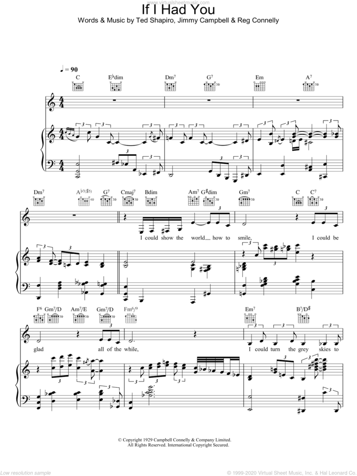 If I Had You sheet music for voice, piano or guitar by Diana Krall, intermediate skill level