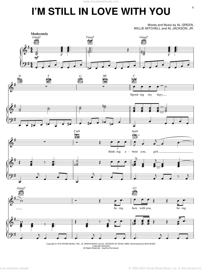 I'm Still In Love With You sheet music for voice, piano or guitar by Al Green, Al Jackson, Jr., Jr., Al Jackson and Willie Mitchell, intermediate skill level