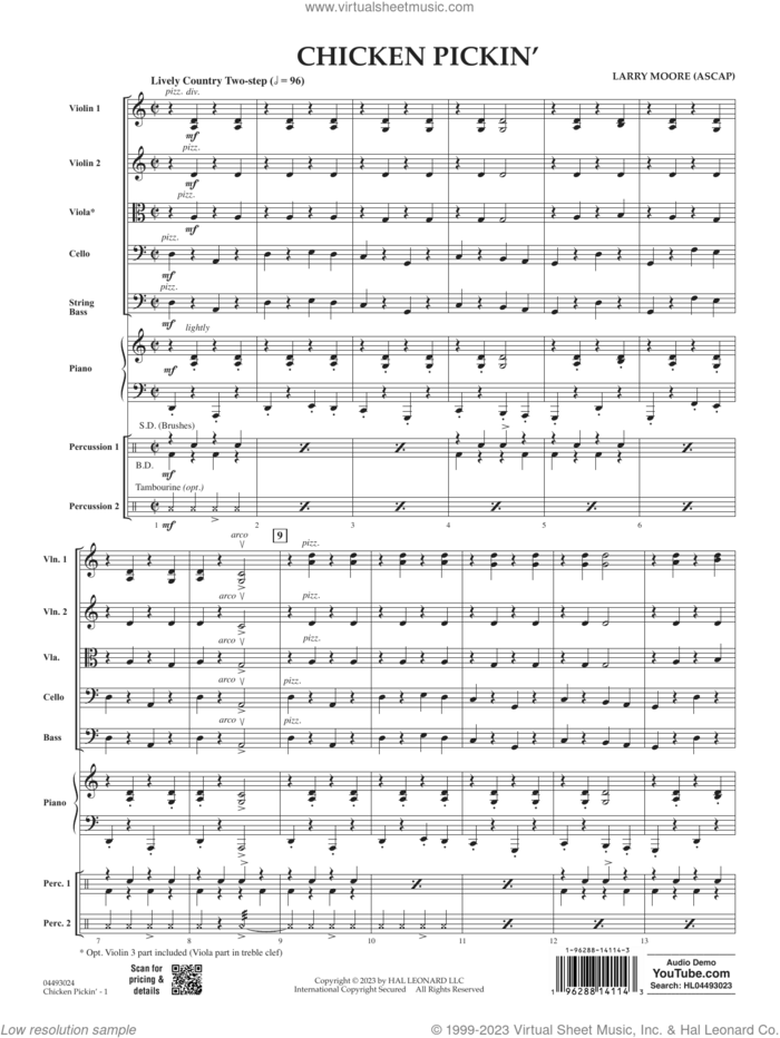 Chicken Pickin' (COMPLETE) sheet music for orchestra by Larry Moore, intermediate skill level