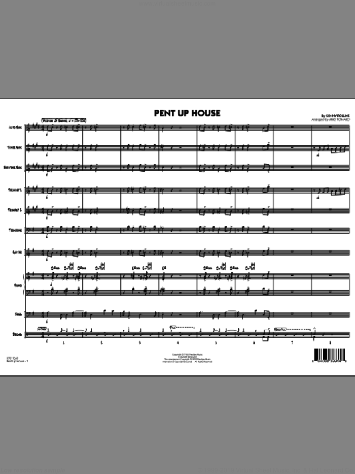 Pent Up House (COMPLETE) sheet music for jazz band by Sonny Rollins and Mike Tomaro, intermediate skill level