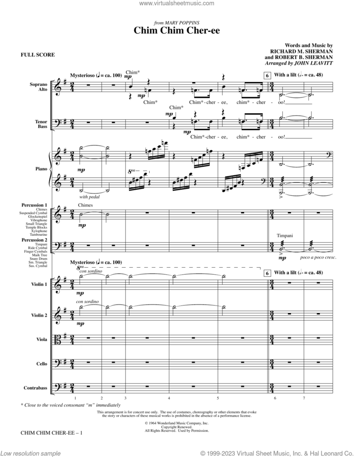Chim Chim Cher-ee (arr. John Leavitt) sheet music for orchestra/band (full score) by Richard M. Sherman, John Leavitt, Robert B. Sherman and Sherman Brothers, intermediate skill level