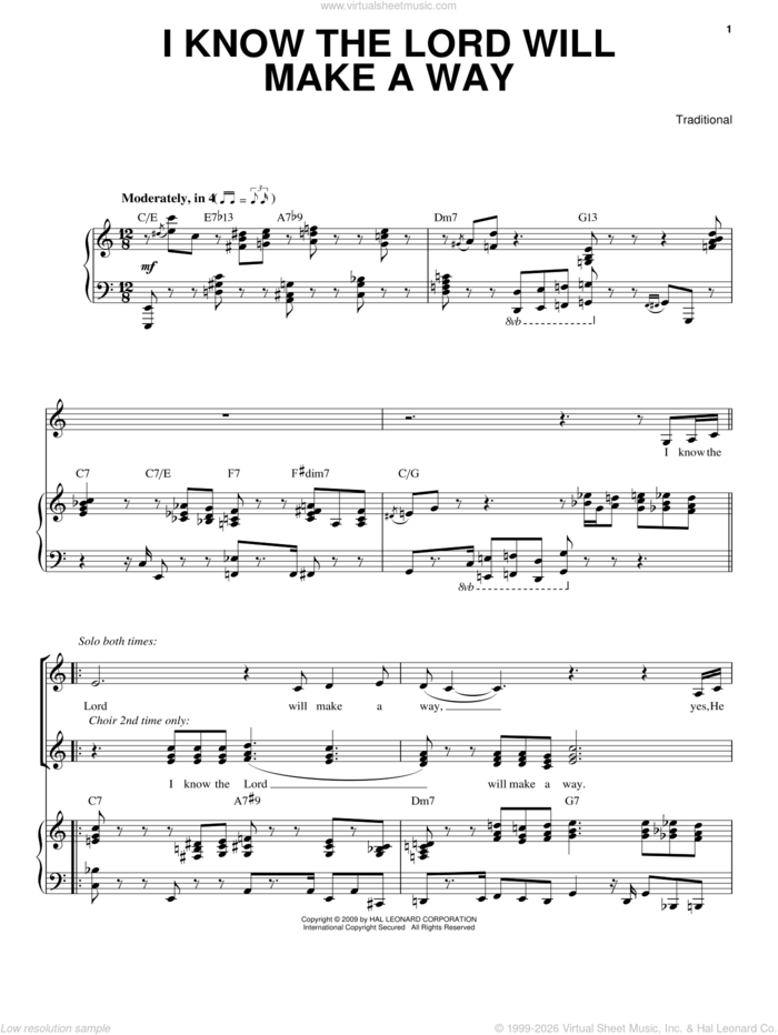 I Know The Lord Will Make A Way sheet music for voice, piano or guitar by Heather Headley and Miscellaneous, intermediate skill level