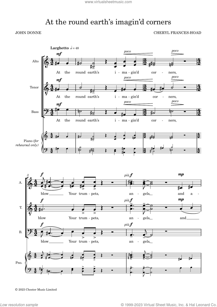 At the round earth's imagin'd corners sheet music for choir (ATB) by Cheryl Frances-Hoad, classical score, intermediate skill level