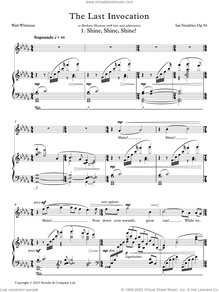 The Last Invocation sheet music for voice and piano by Ian Venables, classical score, intermediate skill level
